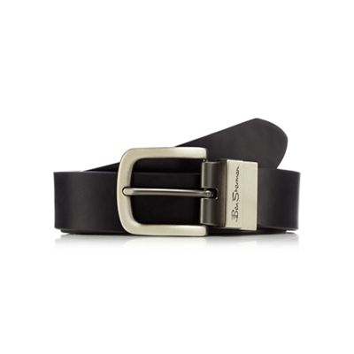 Black coated leather reversible belt